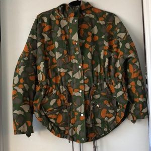 Orange, Tan, and Green Parka